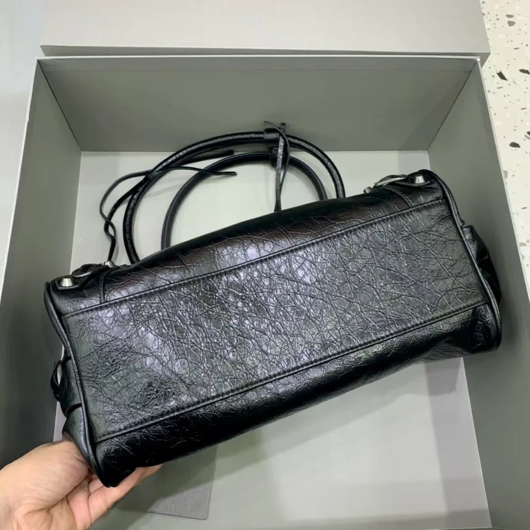 TOP Quality Fine-Grain Leather Horizontal Tote Shoulder Bag