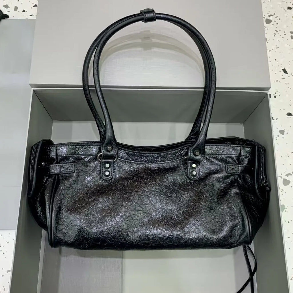 TOP Quality Fine-Grain Leather Horizontal Tote Shoulder Bag