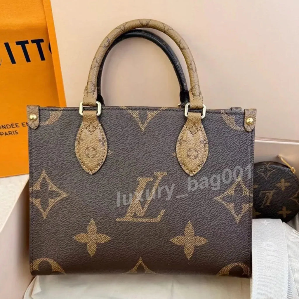 Designer Bag 0Ntheg0 Tote Bag Luxury Bag Two-Color Beach Bag Shoulder Bag High Quality Women'S Handbag Purses Cowhide Leather Crossbody Bag Women Mini Bag Shopping Bag